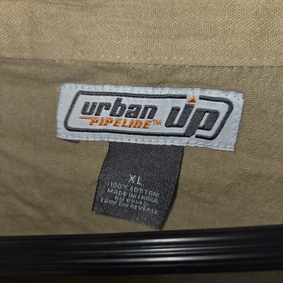 Vintage Urban Pipeline Mens Shirt XL Beige NWT Y2k Boho Beach Collared Grunge - Picture 12 of 14